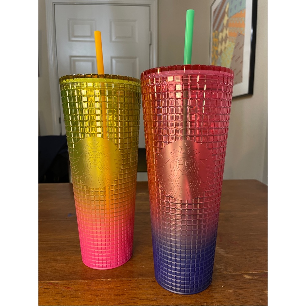 Starbucks Summer 2022 Cold Cup Set - Watermelon Gradient + Lemon Gradient (24oz) - Picture 4 of 5